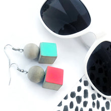 Load image into Gallery viewer, Retro Sphere/Cube Drop Earrings
